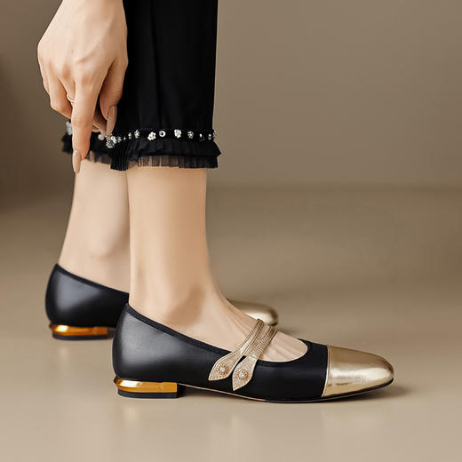 法式复古，双排扣带玛丽珍平底单鞋MLD-AA557 商品图9