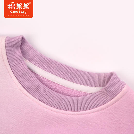 棉果果秋季新品女童渐变色运动休闲复合奥利绒加绒圆领套头卫衣M322180423413 商品图1