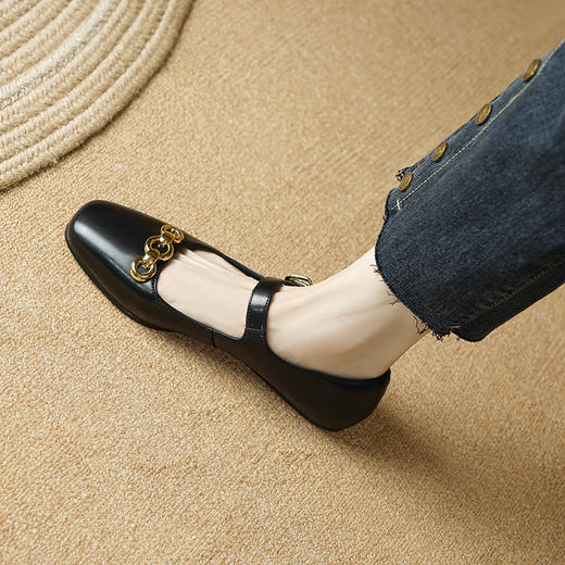 秋季新款，纯色金属装饰平底单鞋HCY-3668 商品图6