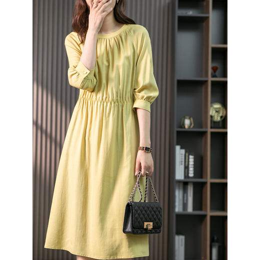 YX【定制15天】天丝连衣裙女夏季2023新款韩版收腰显瘦温柔风舒适中长款裙子 商品图2