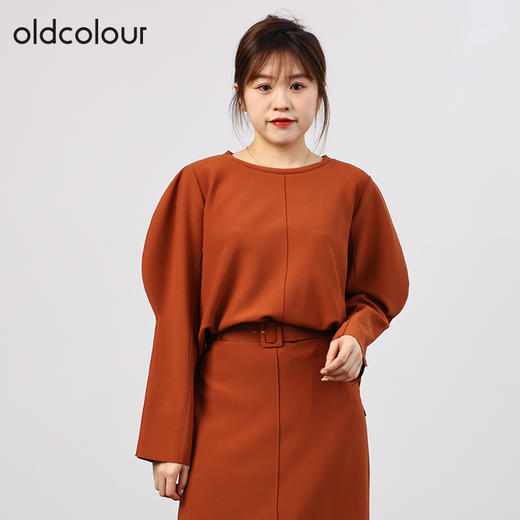 oldcolour欧珂秋商场同款泡泡袖长袖纯色简约设计感卫衣女HO35013508 商品图4