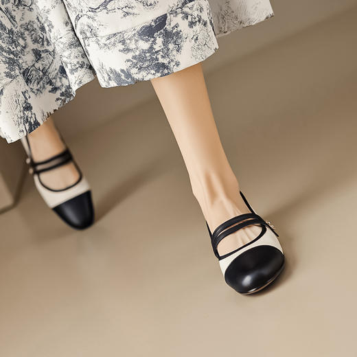 法式复古，双排扣带玛丽珍平底单鞋MLD-AA557 商品图1