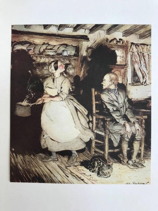 鬼才拉克姆限量签名本！1919年 英国民谣集 16幅彩色手工贴图与多幅黑白文间插图 犊皮（vellum）脊精装大16开 商品图13