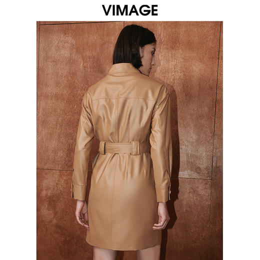 VIMAGE纬漫纪秋季新款系带干练帅气修身连衣裙V2007609 商品图4