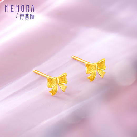 在逃公主蝴蝶结足金耳钉女士黄金耳饰送女友礼物【按克计价黄金1】MEMORA诗普琳GEE01801(线上专供) 商品图4