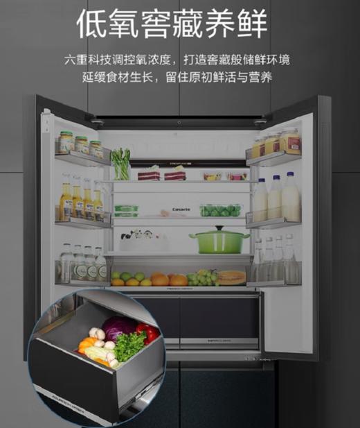 卡萨帝 551升十字对开门冰箱风冷无霜变频零距离自由嵌入低氧窖藏三系统 BCD-551WLCTDAFA5U1晶钻黛 商品图6