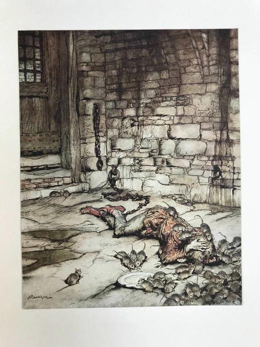 鬼才拉克姆限量签名本！1919年 英国民谣集 16幅彩色手工贴图与多幅黑白文间插图 犊皮（vellum）脊精装大16开 商品图7