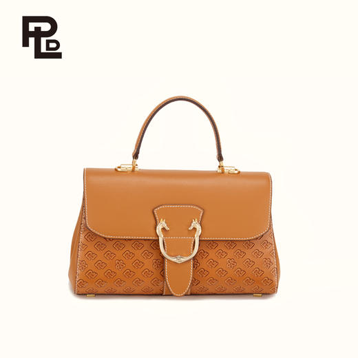 保兰德PLD东方雅奢经典系列45度老花压纹头层牛皮邮差包通勤必备女包 商品图2