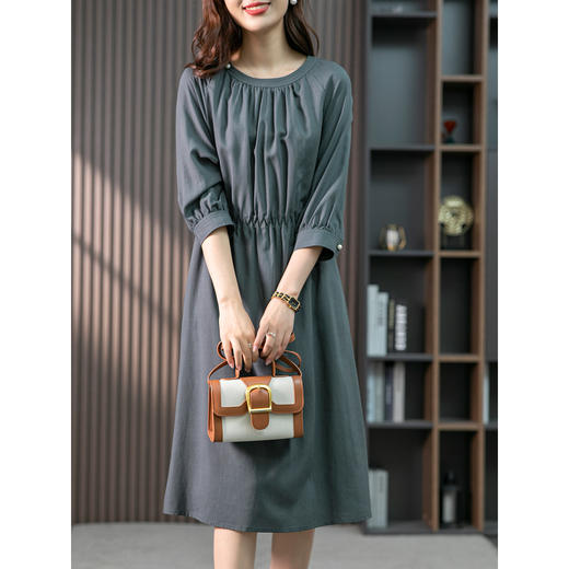 YX【定制15天】天丝连衣裙女夏季2023新款韩版收腰显瘦温柔风舒适中长款裙子 商品图3