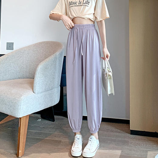 冰丝防晒束脚裤女夏季高腰凉凉裤薄款显瘦灯笼裤防紫外线休闲裤子 商品图10