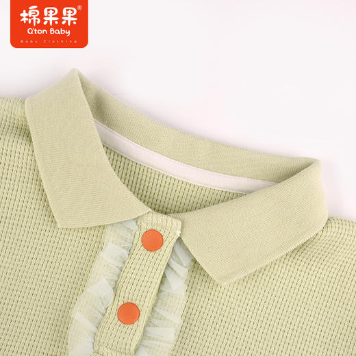 棉果果秋季新品女童华夫格柔软舒适透气翻领套头卫衣M322180223436 商品图1