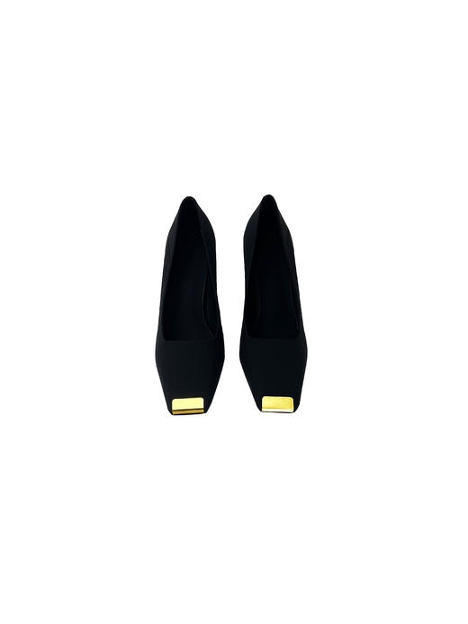 SAFICOO 优雅女人 真皮粗跟 黑色方头高跟鞋 商品图1