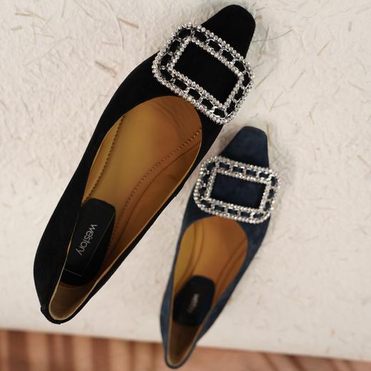 westory2023年秋季新款金属方扣尖头舒适小低跟单鞋S23CE73851 商品图2