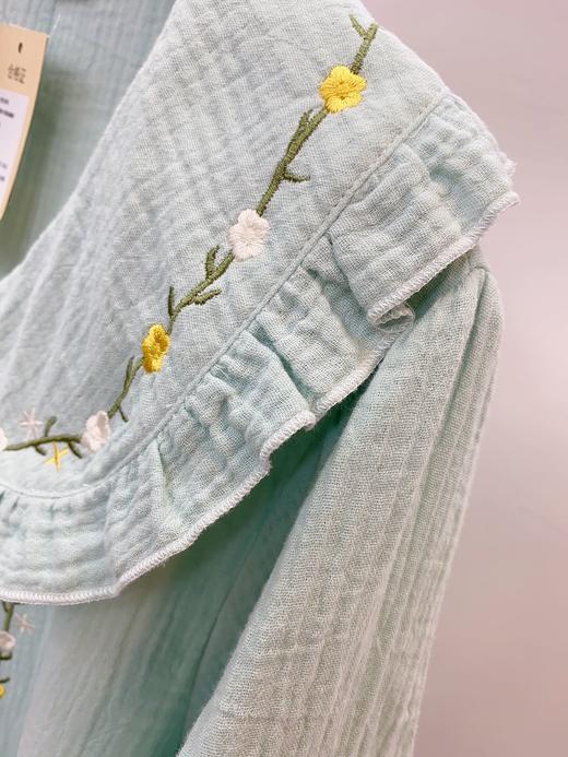 清仓！松植屋荷叶领绣花短袖睡裙全棉双层绉绉纱睡衣家居服、清仓不退换，介意者勿怕！ 商品图8