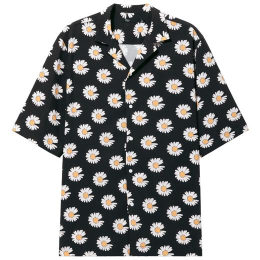 PINLI品立新款潮牌宽松印花短袖衬衫男士夏季衬衣B212613375 商品图4