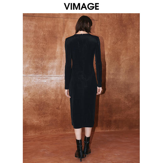 VIMAGE纬漫纪秋季新款时尚气质修身小众设计连衣裙V2007611 商品图4