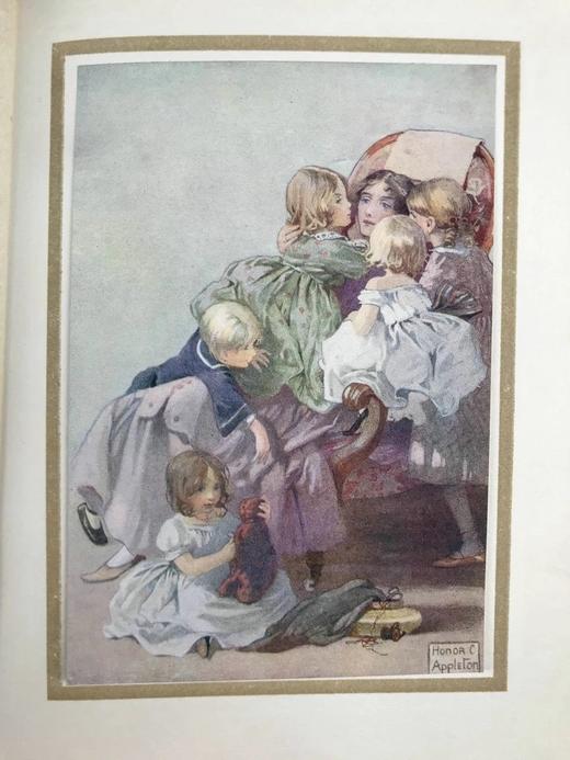 1913年 孩童诗歌集 8幅彩色手工贴图大量黑白插图 漆布精装32开 商品图13