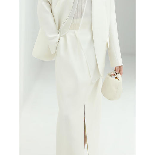 COCOBELLA丝光质感前开叉半身裙夏优雅通勤半身西装裙HS542B 商品图2