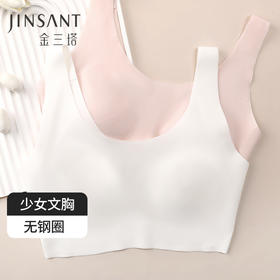 金三塔桑蚕丝内里无钢圈文胸背心式无痕纯色透气舒适少女无尺码内衣   NZFDC301
