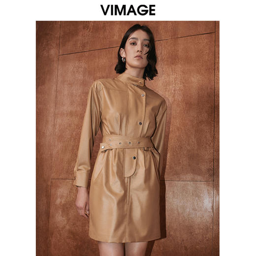 VIMAGE纬漫纪秋季新款系带干练帅气修身连衣裙V2007609 商品图2