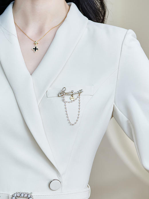 剩XXL 米思阳2025春季通勤职业洋气西装裙系带修身纯色连衣裙女2207 商品图4