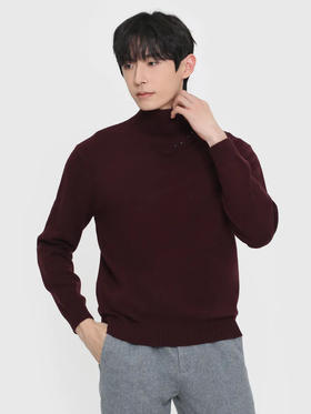 callisto红色羊毛混纺特色高领毛衣 FRKNW119Y