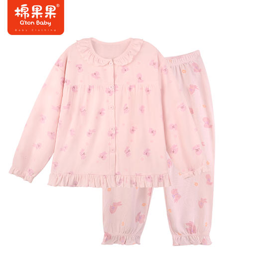 棉果果秋季新品兰精莫代尔含牛奶丝女童90-130码中小童抑菌家居对开套装M321304423529 商品图0