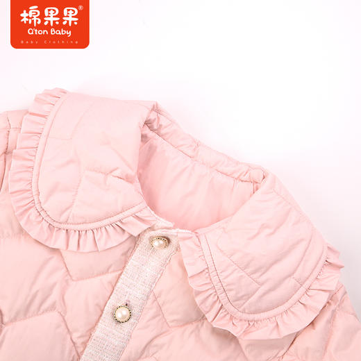 棉果果秋季新品女童百搭洋气翻领防钻绒抗菌羽绒外套5A抗菌羽绒服M322102923404 商品图3