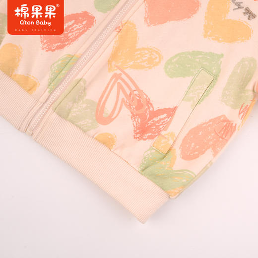 棉果果秋季新品女童满印大毛圈运动针织连帽外套M322100223432 商品图6