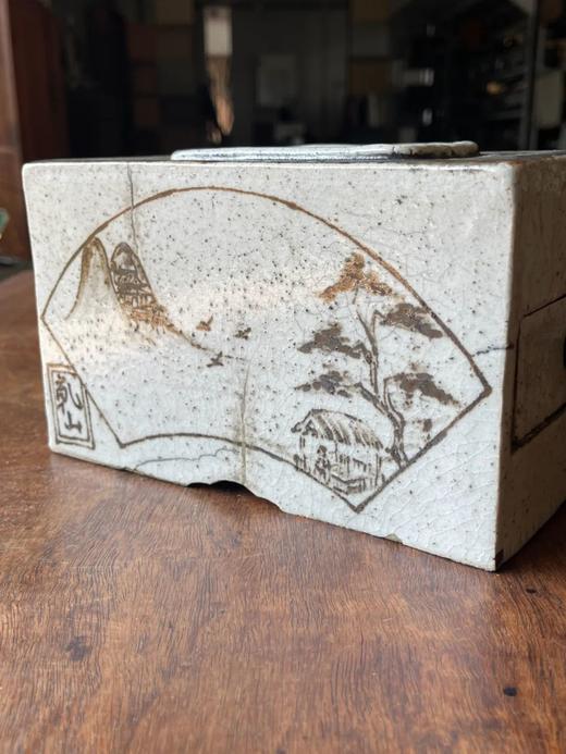 白瓷褐绘山水高仕名家款硯台箱，顺丰包邮 商品图7