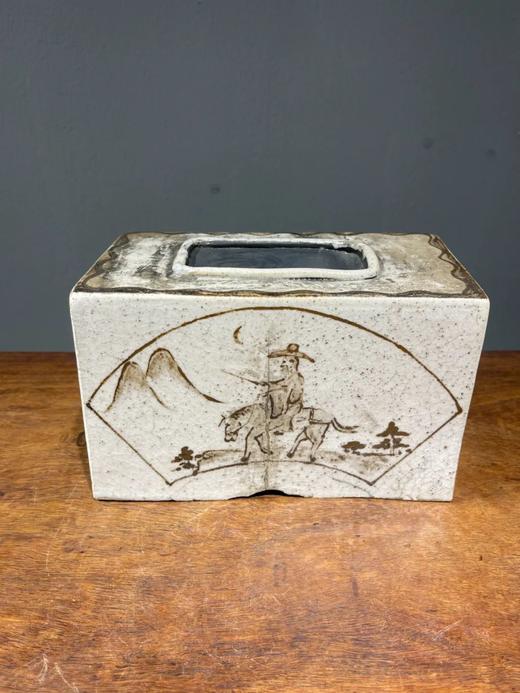 白瓷褐绘山水高仕名家款硯台箱，顺丰包邮 商品图12