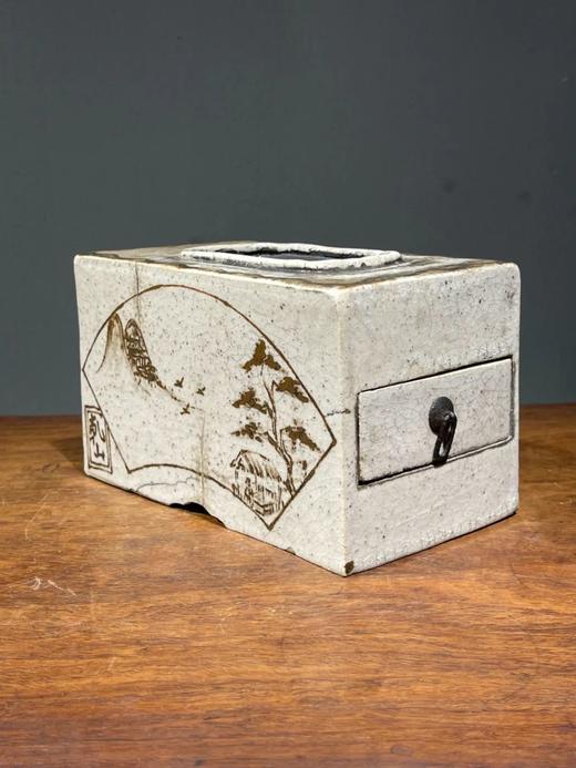 白瓷褐绘山水高仕名家款硯台箱，顺丰包邮 商品图3