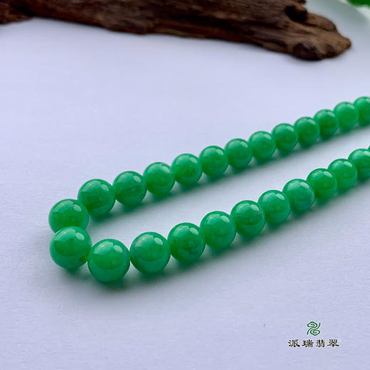 派瑞翡翠 翡翠珠链 糯种 满绿 商品图2