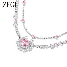 ZEGL设计师甜蜜梦境系列双层叠戴爱心项链女轻奢小众甜美风锁骨链