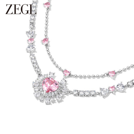 ZEGL设计师甜蜜梦境系列双层叠戴爱心项链女轻奢小众甜美风锁骨链 商品图0