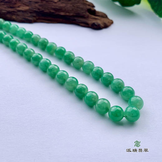 派瑞翡翠 翡翠珠链 糯种 满绿 商品图4