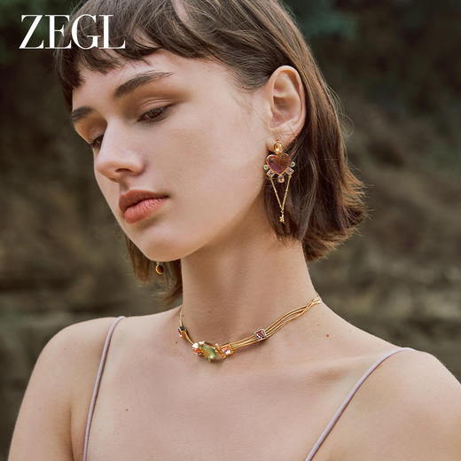 ZEGL设计师春夏缤纷系列粉色爱心耳环女2023年新款潮耳钉银针耳饰 商品图5