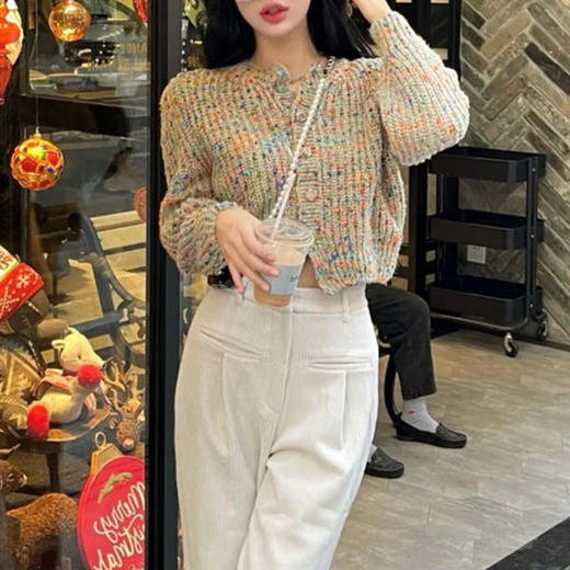 【软糯彩虹毛衣外套】秋冬季2023新款 奶系甜美小个子短款针织开衫 多色设计明艳大方 版型超好 商品图7