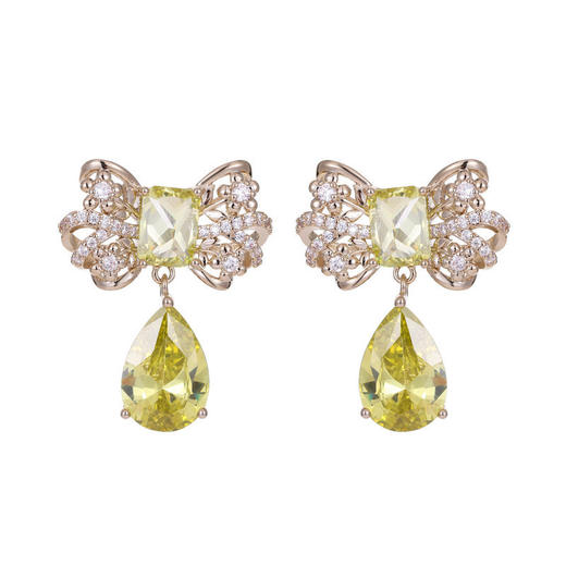 s925银针锆石镶嵌蝴蝶结水滴耳环LY 商品图4