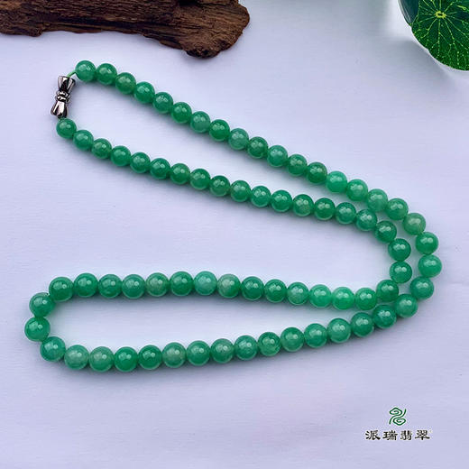 派瑞翡翠 翡翠珠链 糯种 满绿 商品图0