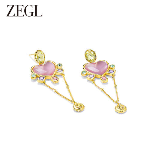 ZEGL设计师春夏缤纷系列粉色爱心耳环女2023年新款潮耳钉银针耳饰 商品图1