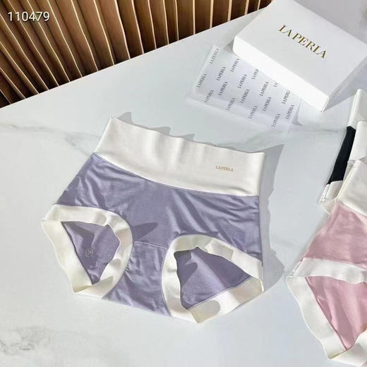 纯原LAPERLA高腰拼接裸感内裤，高档莫代尔真丝混纺布，底档真丝，轻柔、透气、抑菌，一款会呼吸的内裤；包容性好，弹力大  一盒4条装 商品图2