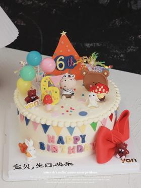 宝宝周岁蛋糕-翻糖蝴蝶结（下单时备注几岁）