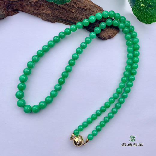 派瑞翡翠 翡翠珠链 糯种 满绿 商品图0