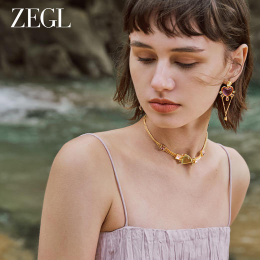 ZEGL设计师春夏缤纷系列粉色爱心耳环女2023年新款潮耳钉银针耳饰 商品图4