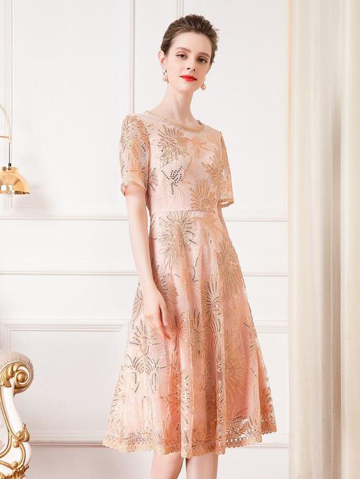 DNO-3EF11602婚宴礼服女喜婆婆夏季短袖收腰大码连衣裙 商品图2