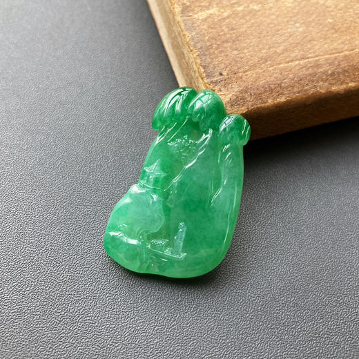 冰种阳绿厚庄翡翠山水牌 商品图1