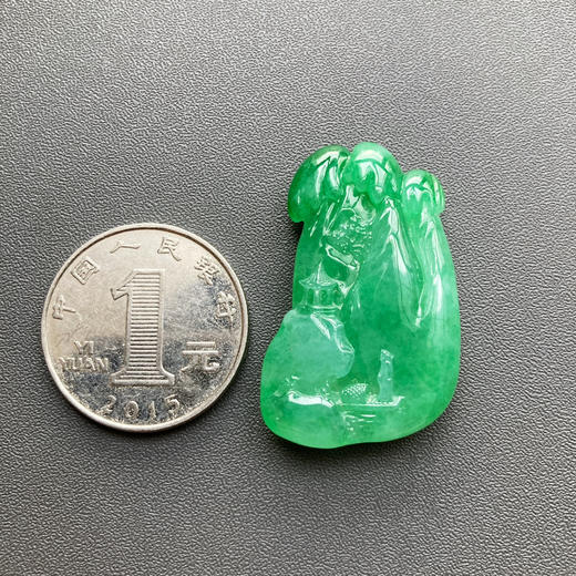 冰种阳绿厚庄翡翠山水牌 商品图4