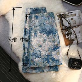 「中长两款！油画半身裙」夏季高腰显瘦开叉包臀一步裙气质花色中长款裙子女