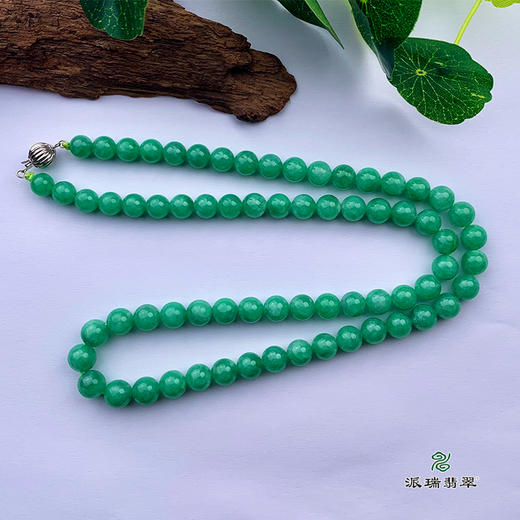 派瑞翡翠 翡翠珠链 糯种 满绿 商品图0